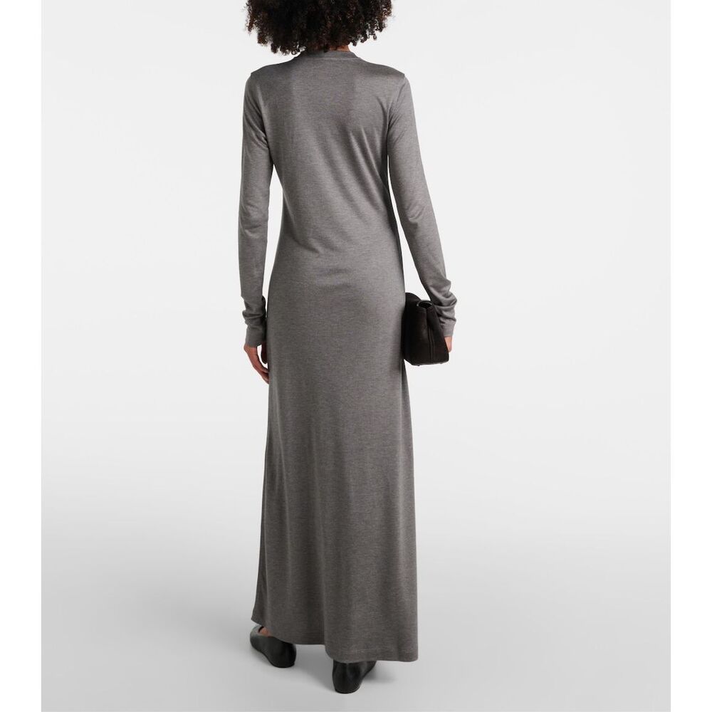 NWT Toteme Crew Neck Long Sleeve Pullover Jersey Maxi Dress Gray Melange XS $520 - Picture 2 of 11